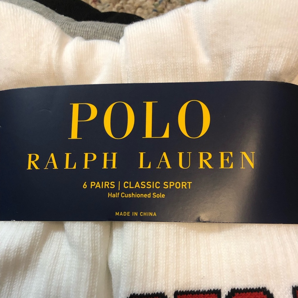 🆕 Polo Ralph Lauren Classic Crew Socks 6 Pack - Picture 9 of 10